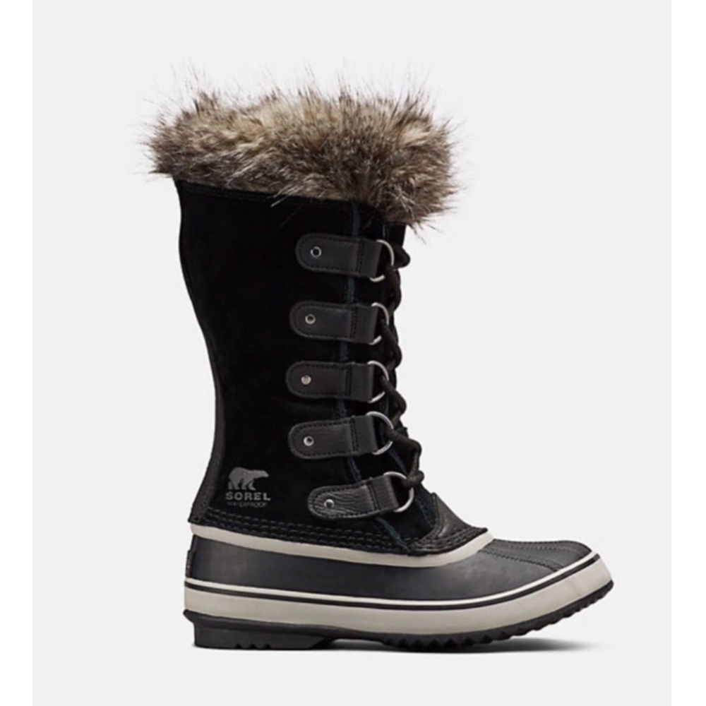 Sorel Black Joan of Arctic Winter Fur Lace Boots